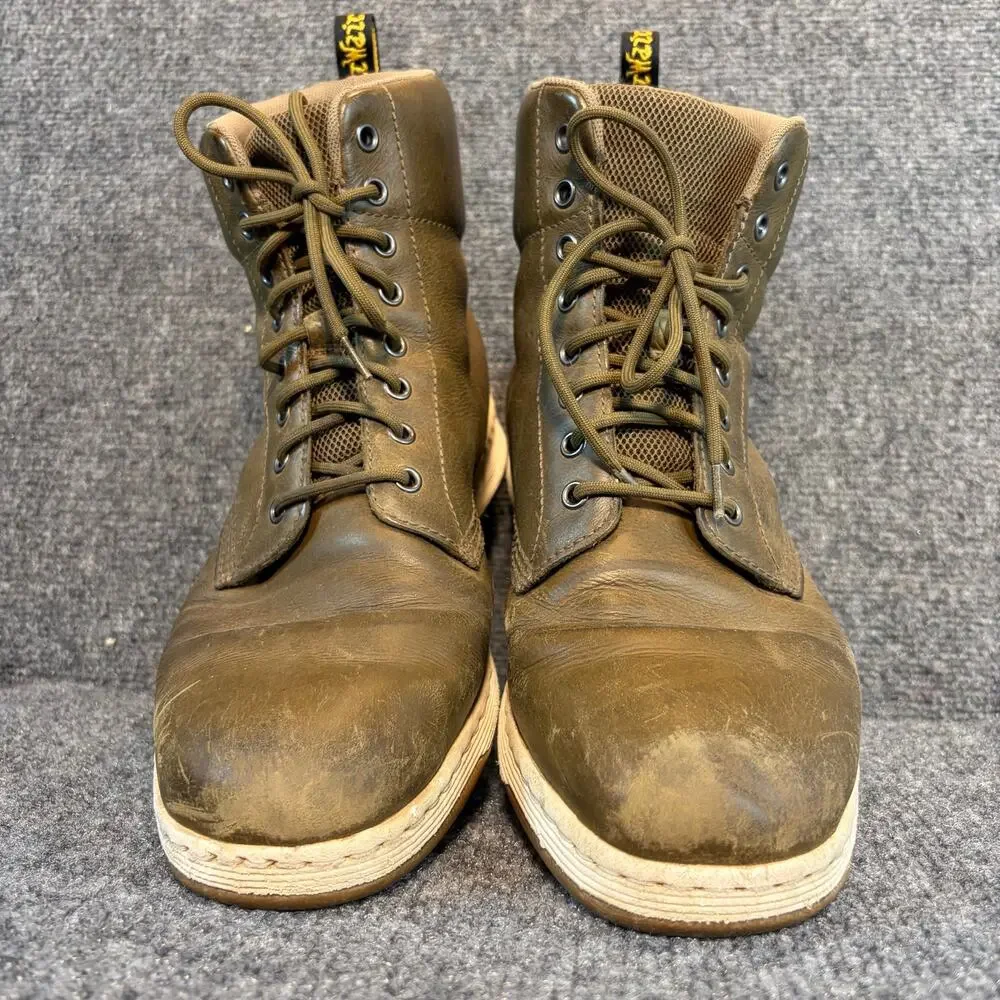 Dr Martens DMs Lite Carpathian Green Leather Boots Men 13 Lightweight White Sole